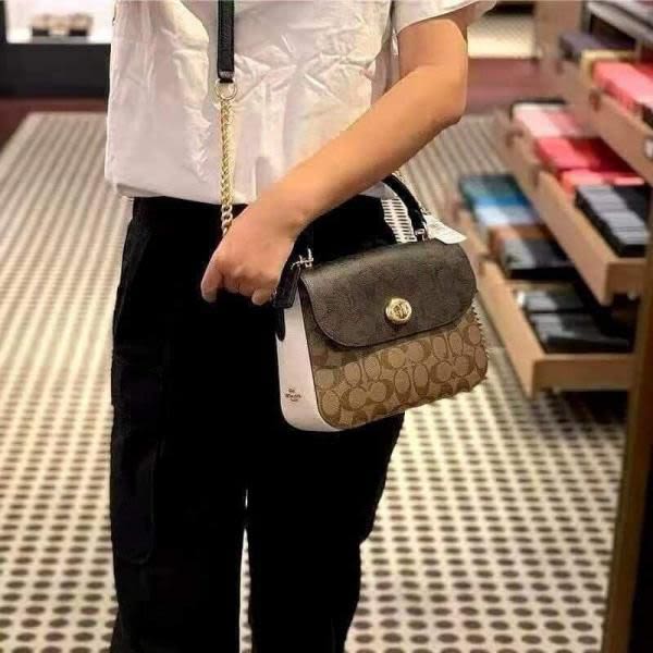 Coach Marlie Top Handle Beige Premium Crossbody Bag-2