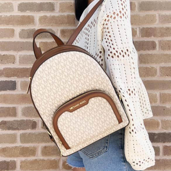 Michael Kors MK Jaycee Cream Backpack-1
