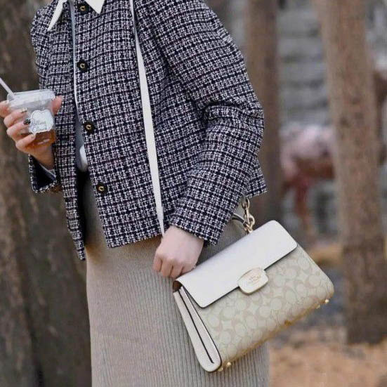 Coach Eliza Top Handle White Premium Crossbody Bag-1