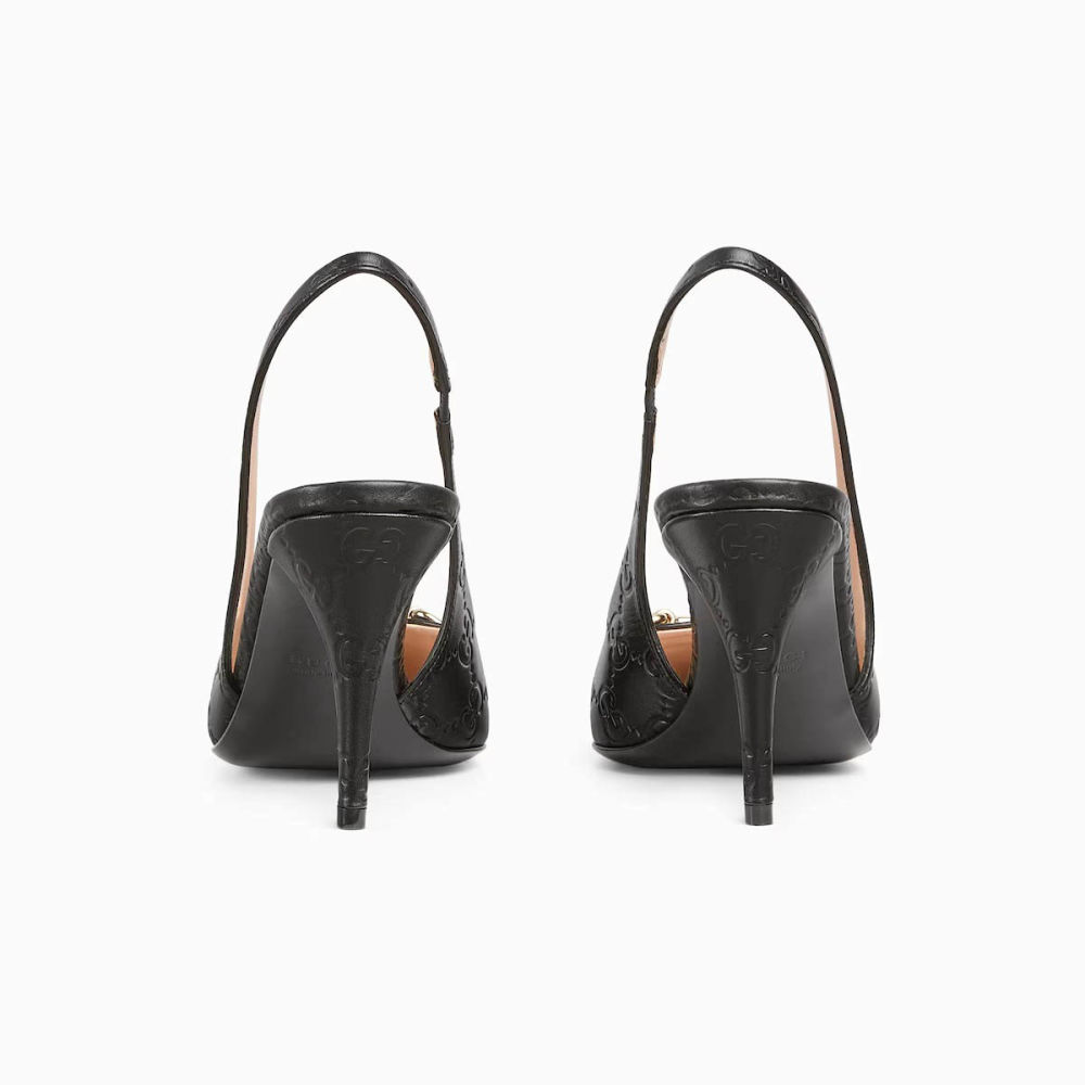 Gucci Black Women's slingback pump with Horsebit Heels Sandals-3