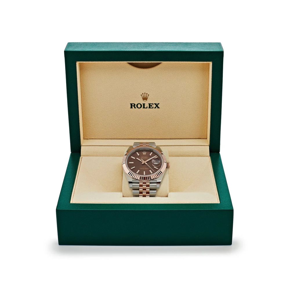 Rolex Date just 41 Two-Toned Rose Gold Stainless Steel Brown Dial 126331-5