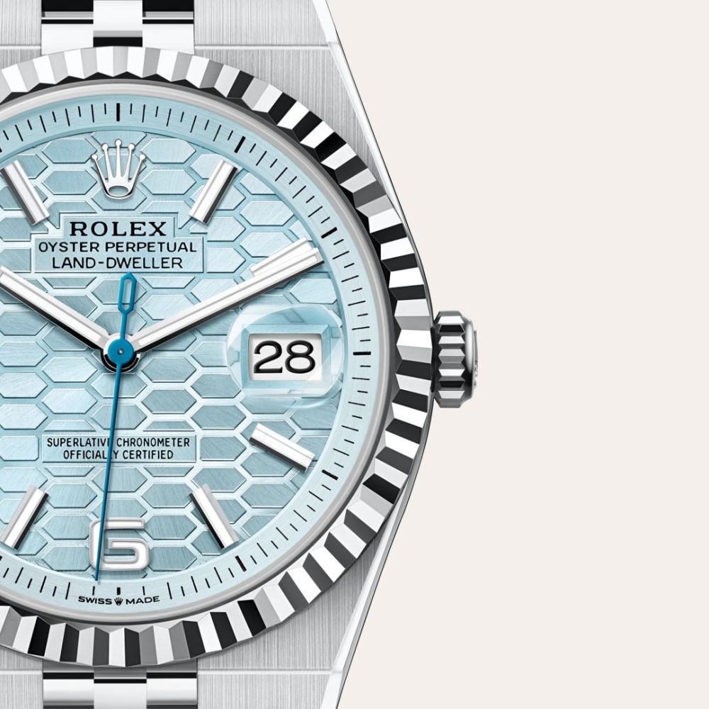 Rolex Land-Dweller Oyster, 40 mm, Platinum and Blue Dial Watch M127336-0001-thumb-1