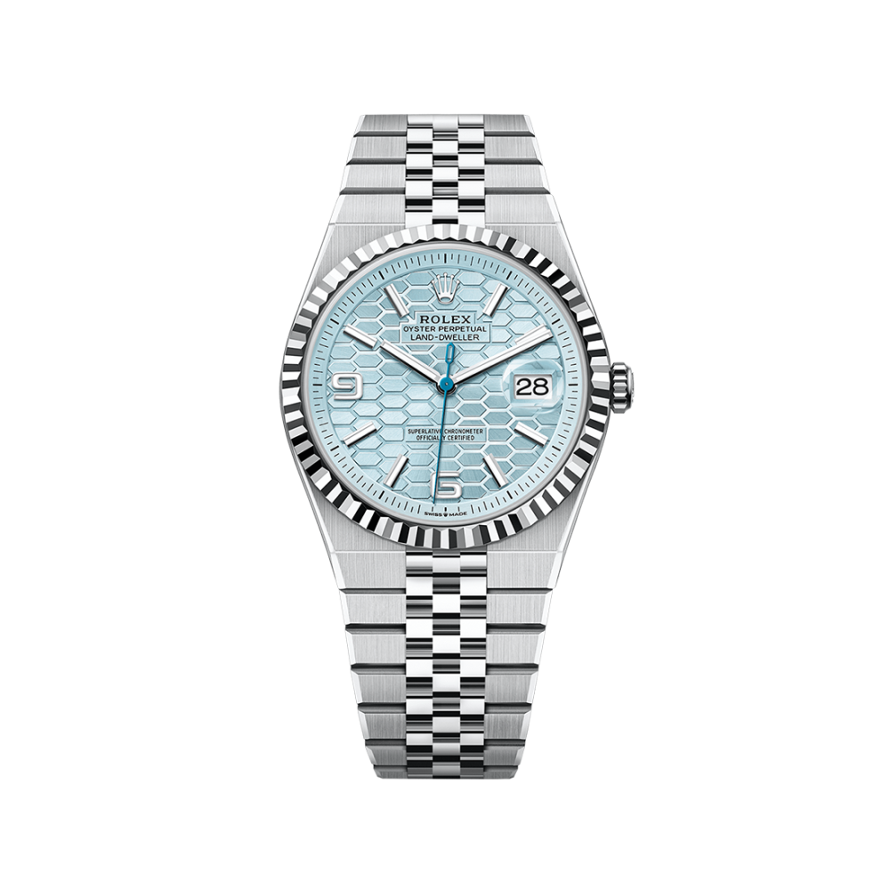 Rolex Land-Dweller Oyster, 40 mm, Platinum and Blue Dial Watch M127336-0001-thumb-0