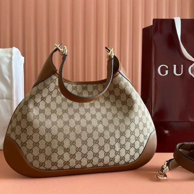 Gucci Hobo Beige & Brown Shoulder Bag-thumb-1