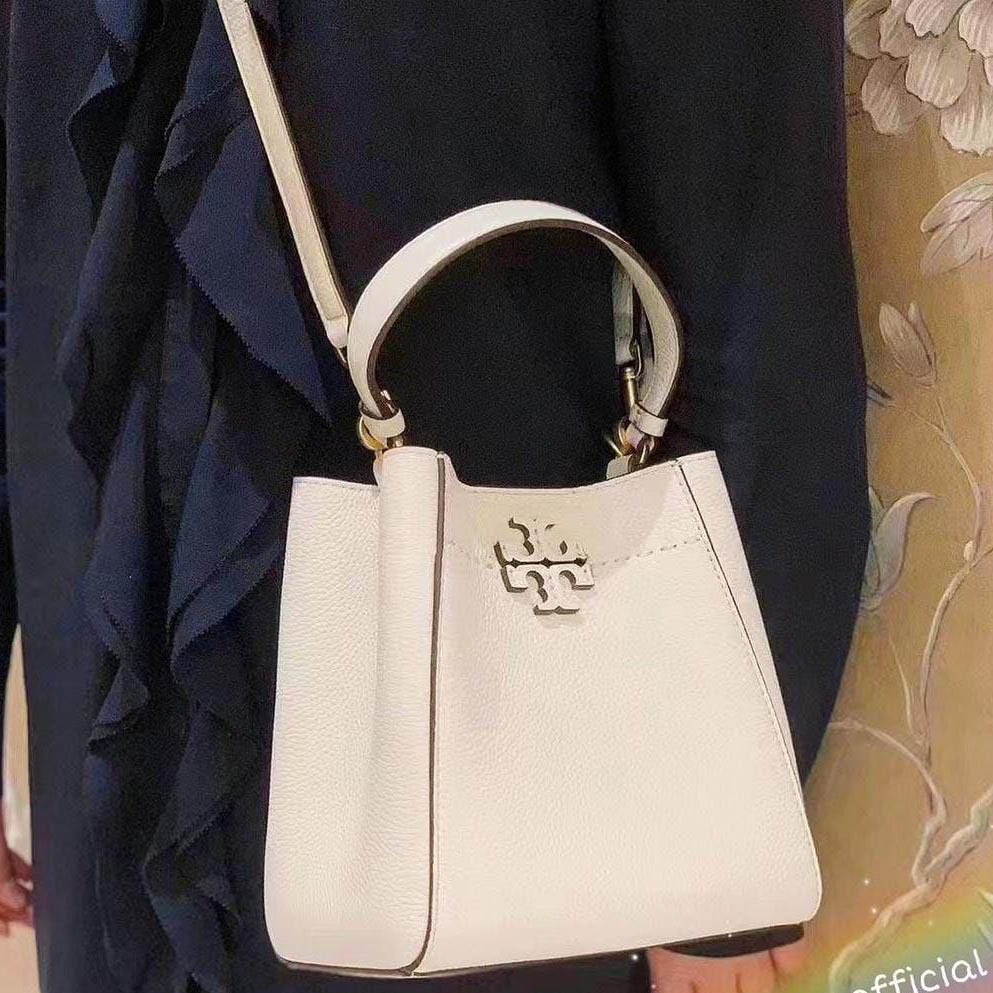 Tory Burch Mcgraw White Bucket Bag-thumb-1