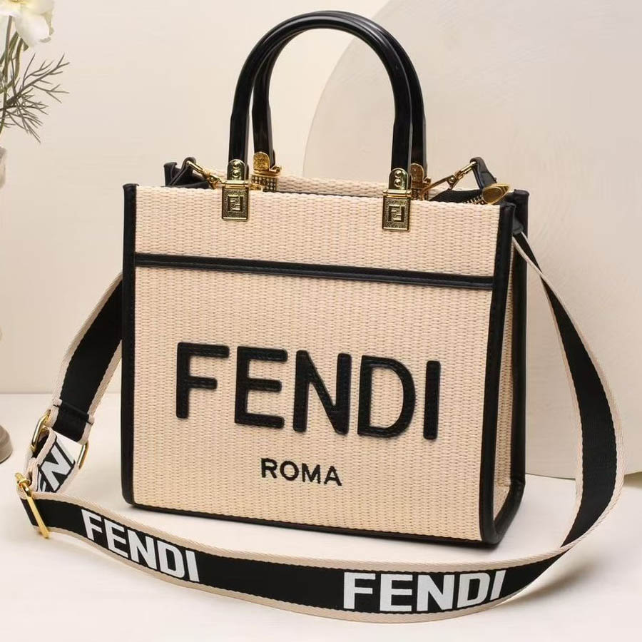 Fendi Roma Nylon White Shoulder Bag-thumb-0