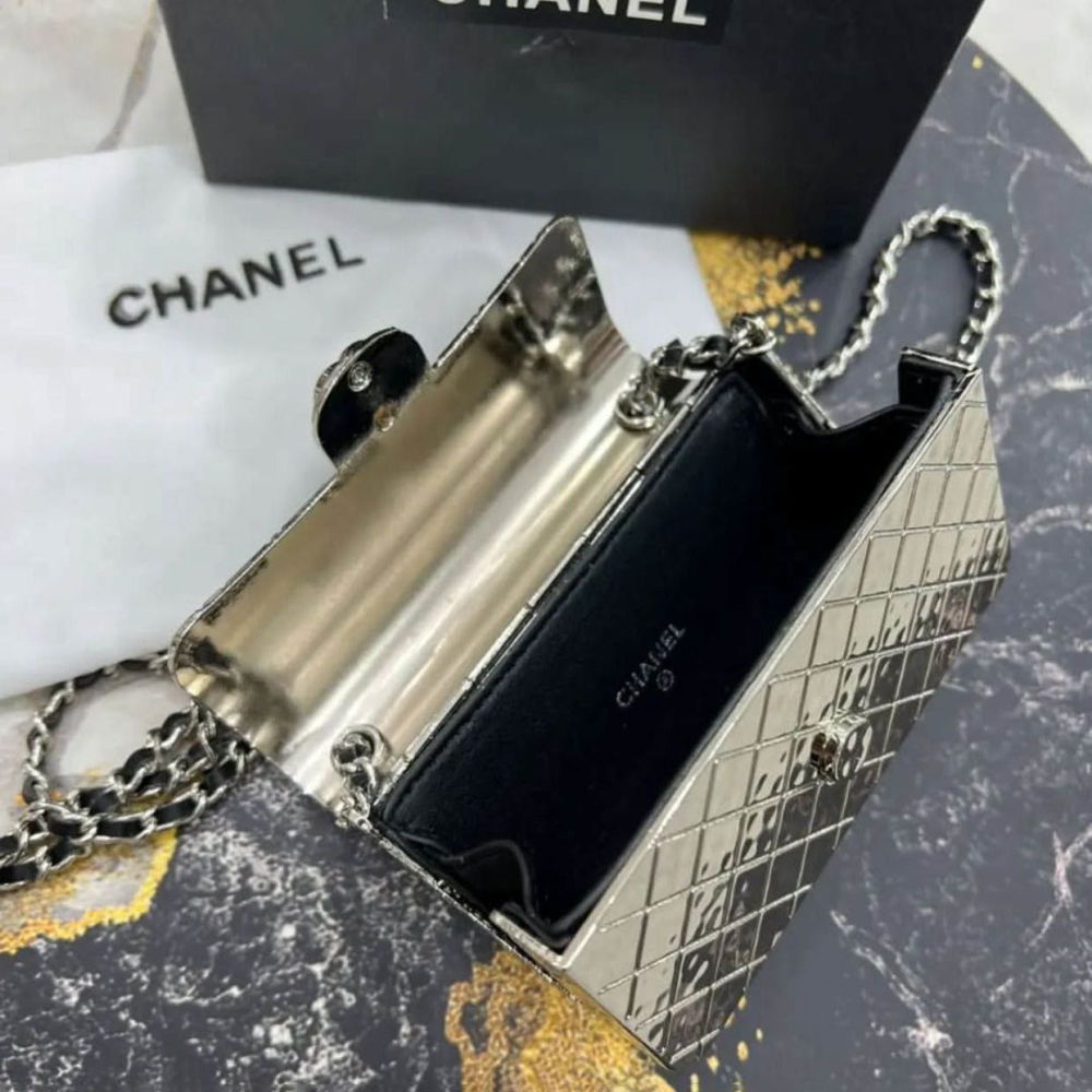 Chanel Metal Mini Silver Sling Bag-2