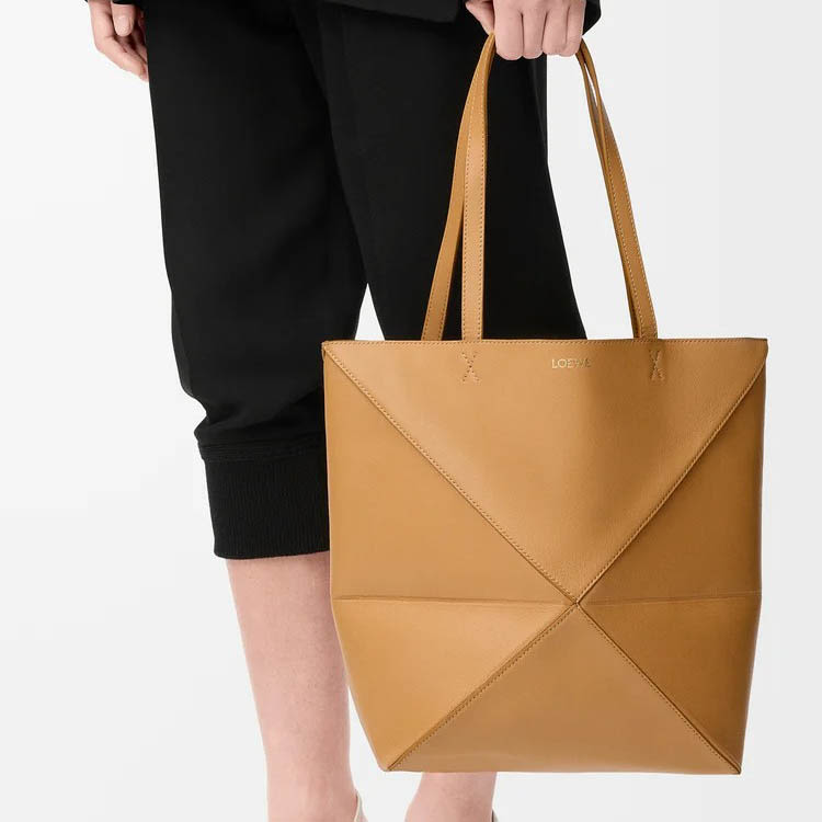 Loewe Puzzle Fold Brown Tote Bag-2