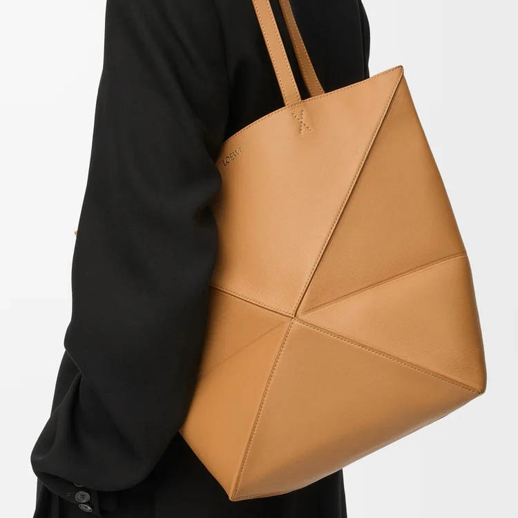 Loewe Puzzle Fold Brown Tote Bag-3