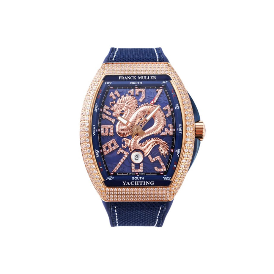 Franck Muller Vanguard Yachting Dragon Blue Dial with Diamond Bezel in Rose Gold V45YT-thumb-0