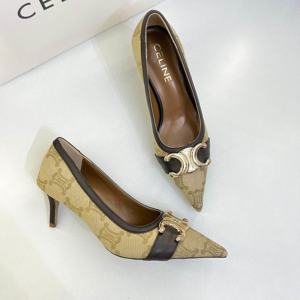 Celine Triomphe Canvas Pumps Heels Sandals-1