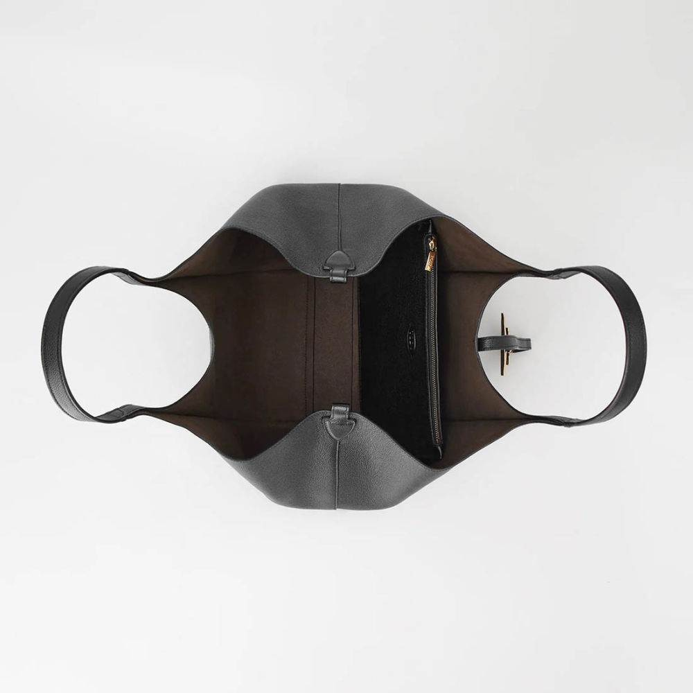 Tod's Timeless Black Leather Shopping Tote Bag-thumb-3