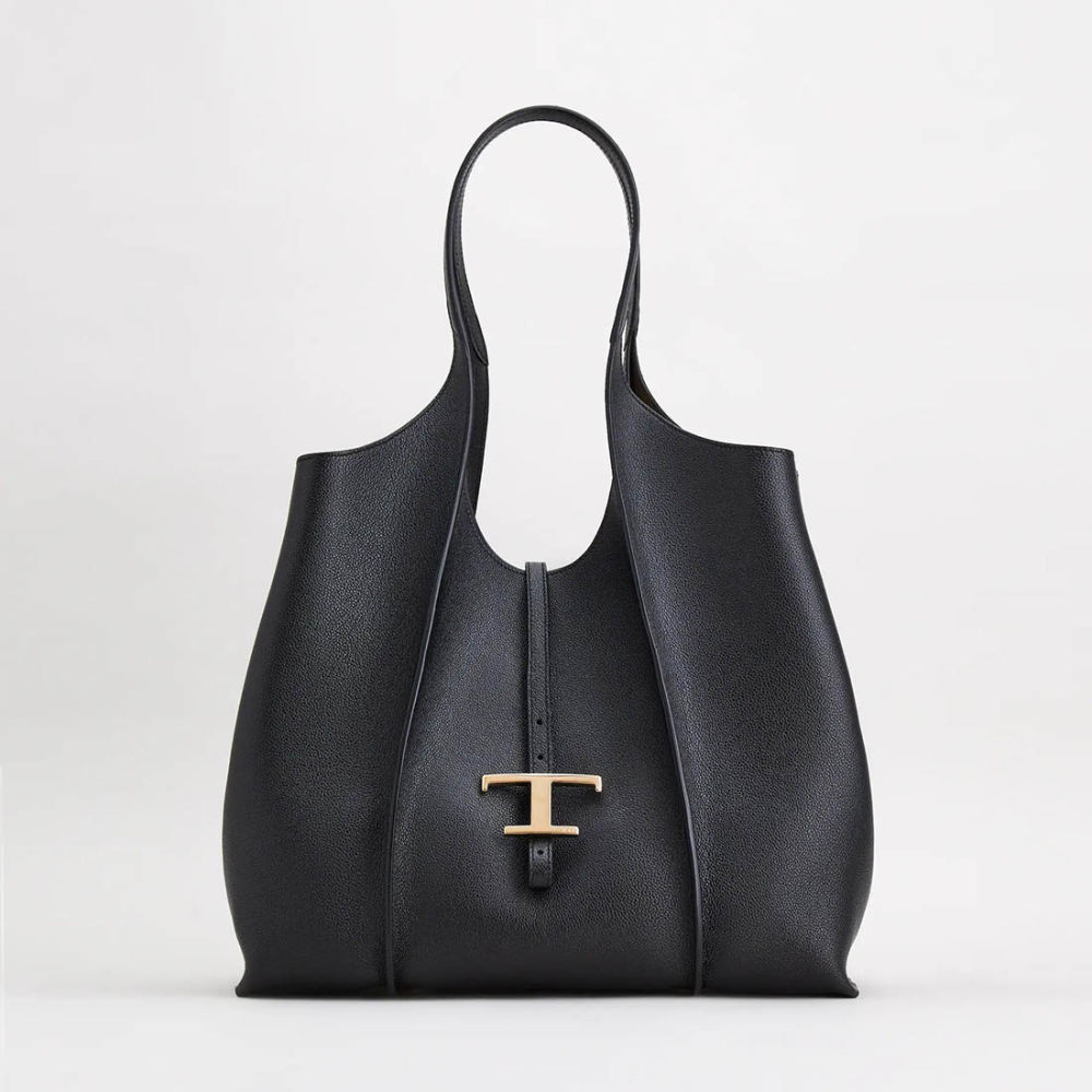 Tod's Timeless Black Leather Shopping Tote Bag-thumb-0