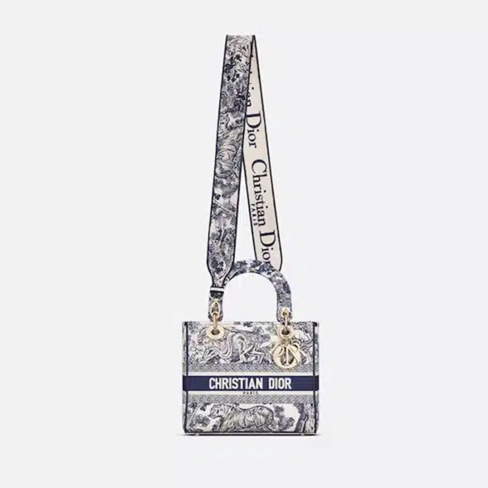 Dior Embroidered Blue Lady D-Lite Handbag-4