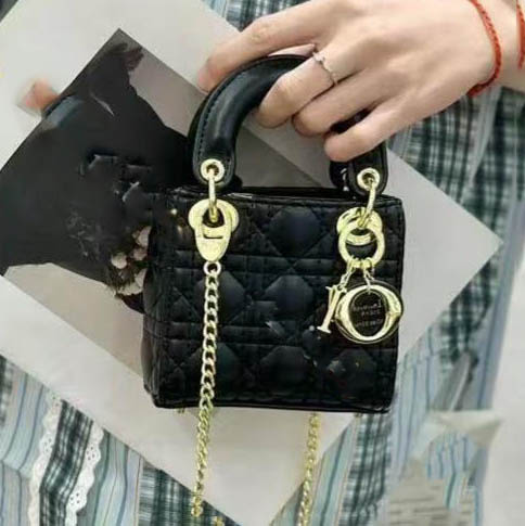 Lady Dior Mini Black Cannage Bag-thumb-1