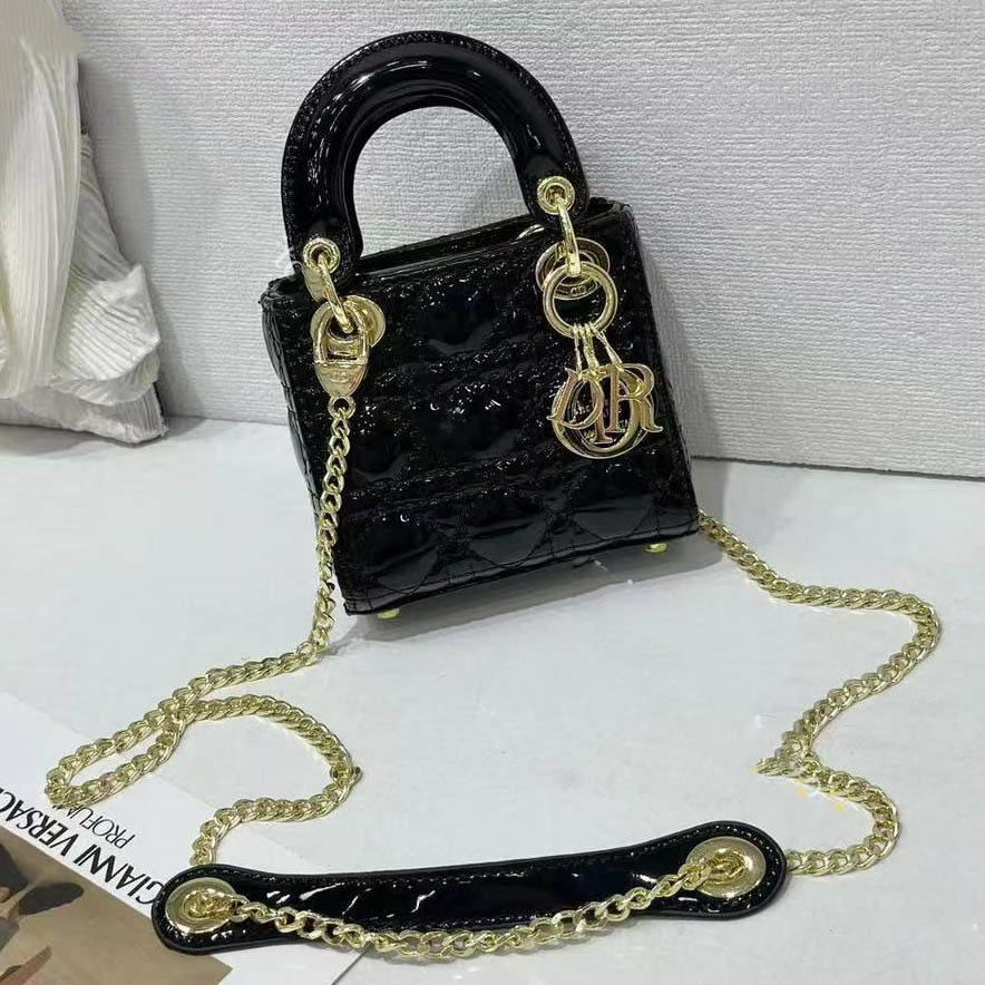 Lady Dior Mini Black Cannage Bag-thumb-0
