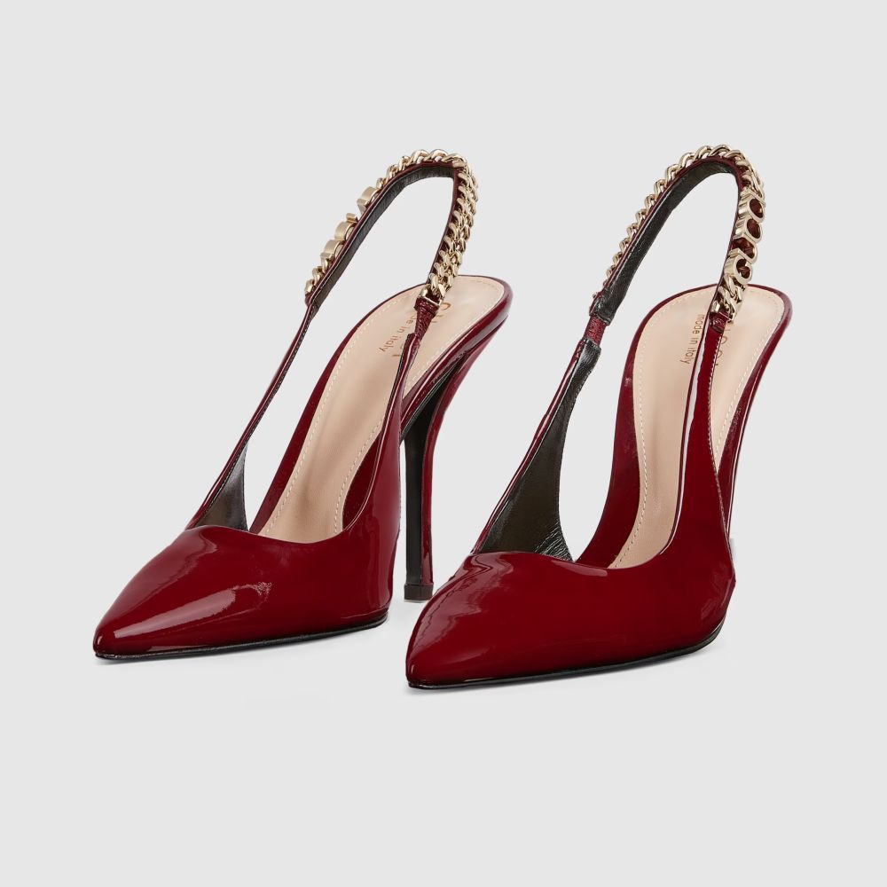 Gucci Signoria Red Slingback Heels Sandles-5