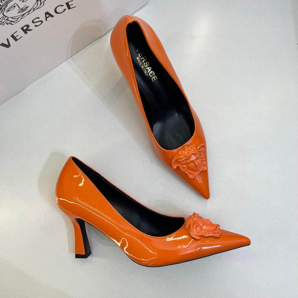 Versace La Medusa Orange Heels Sandles-2