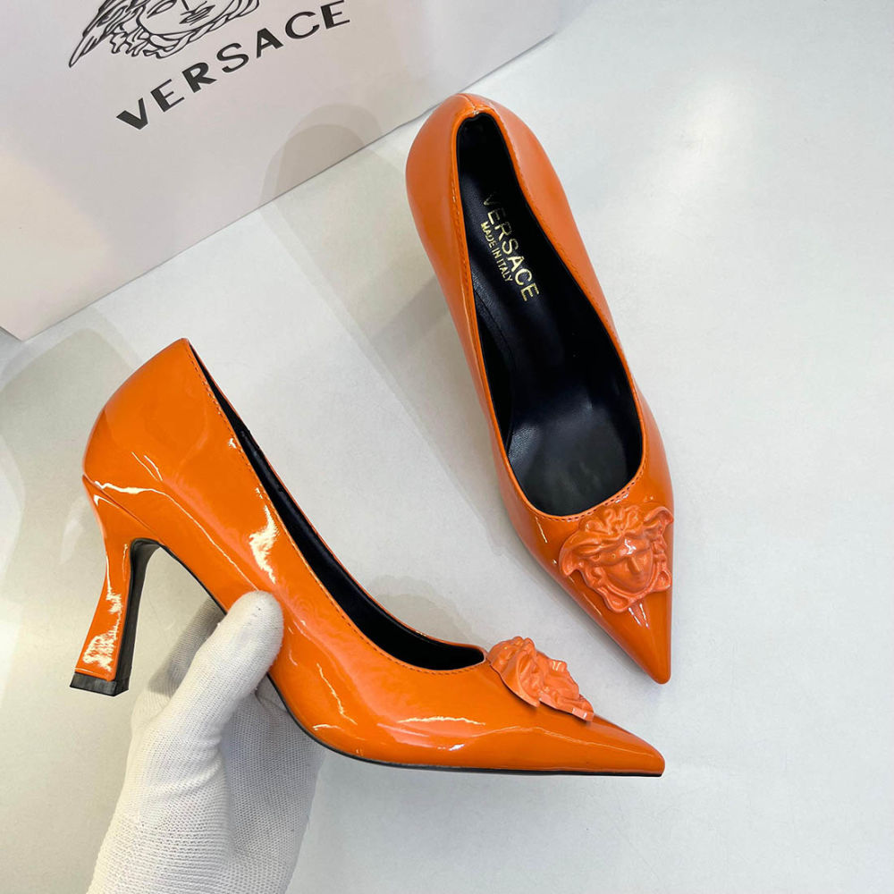 Versace La Medusa Orange Heels Sandles-1