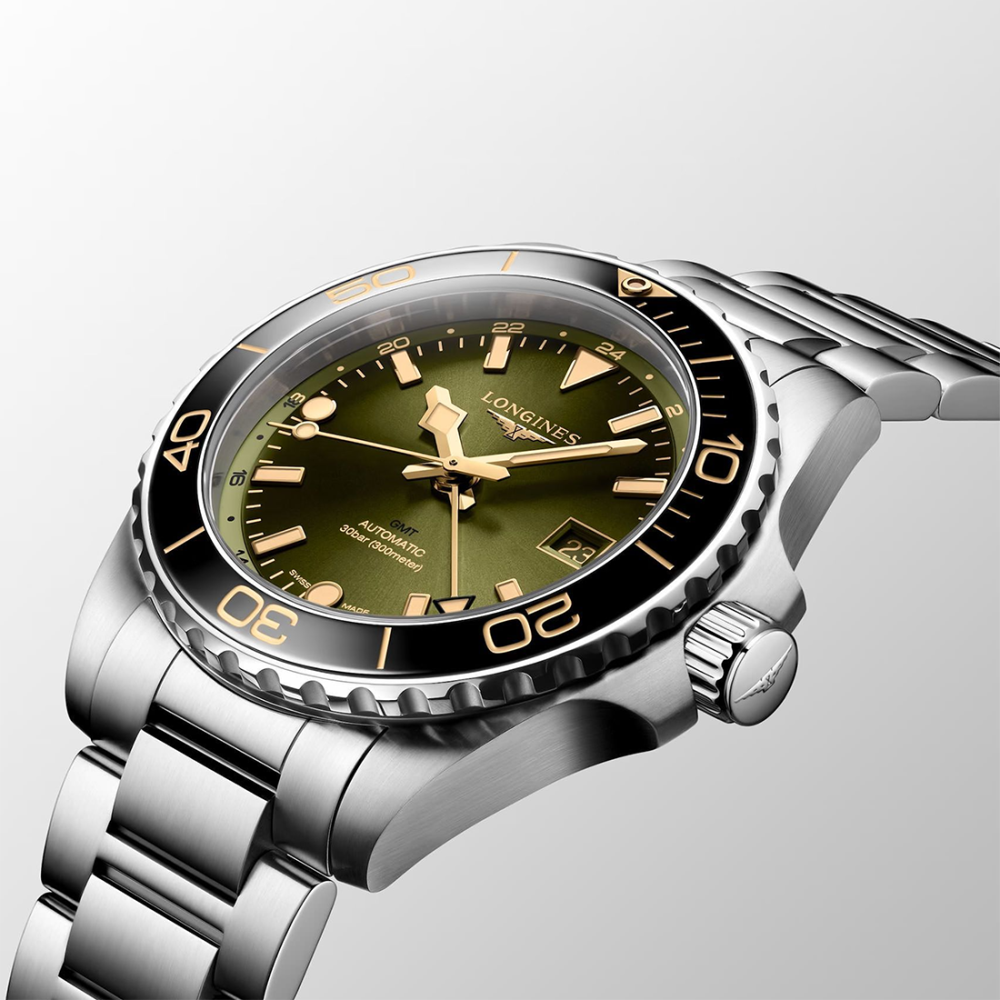 Longines HydroConquest GMT Automatic Green Dial Watch L3.790.4.06.6-4