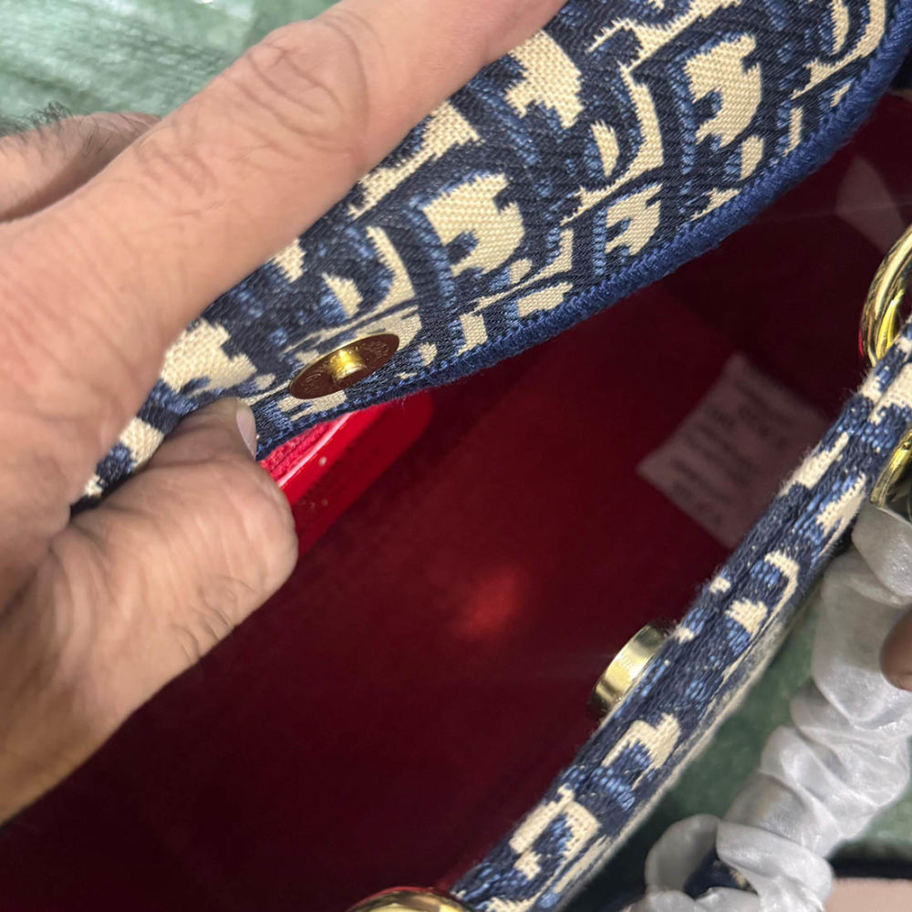 Lady Dior Jacquard Blue Handbag-1