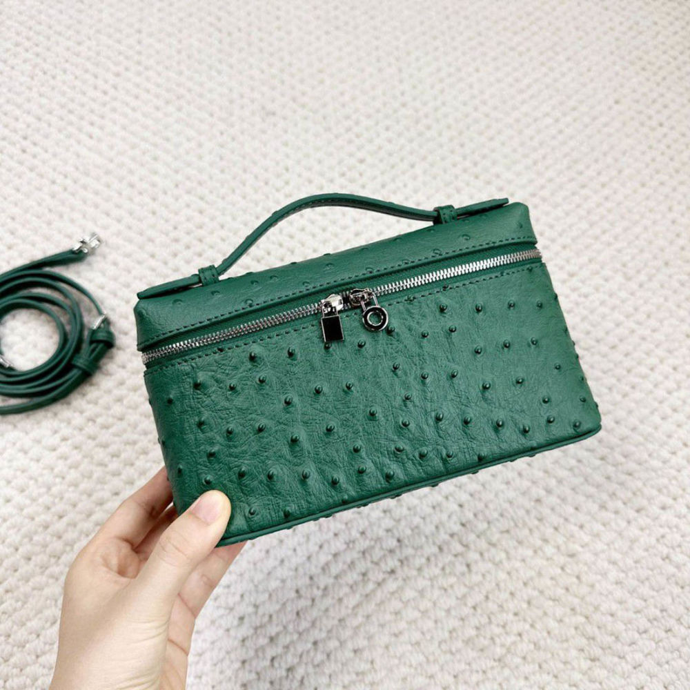 Loro Piana Ostrich Green Crossbody Bag-thumb-0