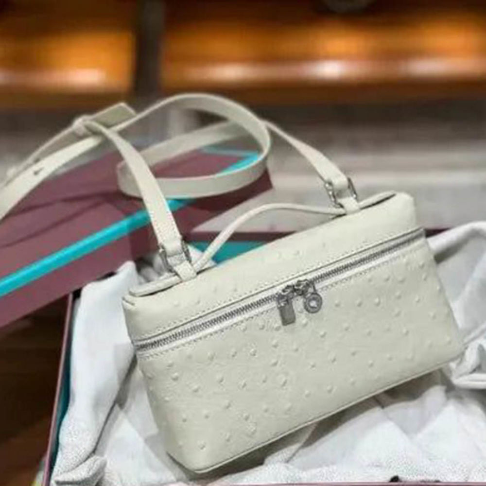 Loro Piana Ostrich White Crossbody Bag-0