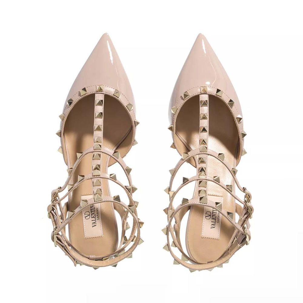 Valentino Garavani Light Pink Rockstud Caged Heel Sandles-1