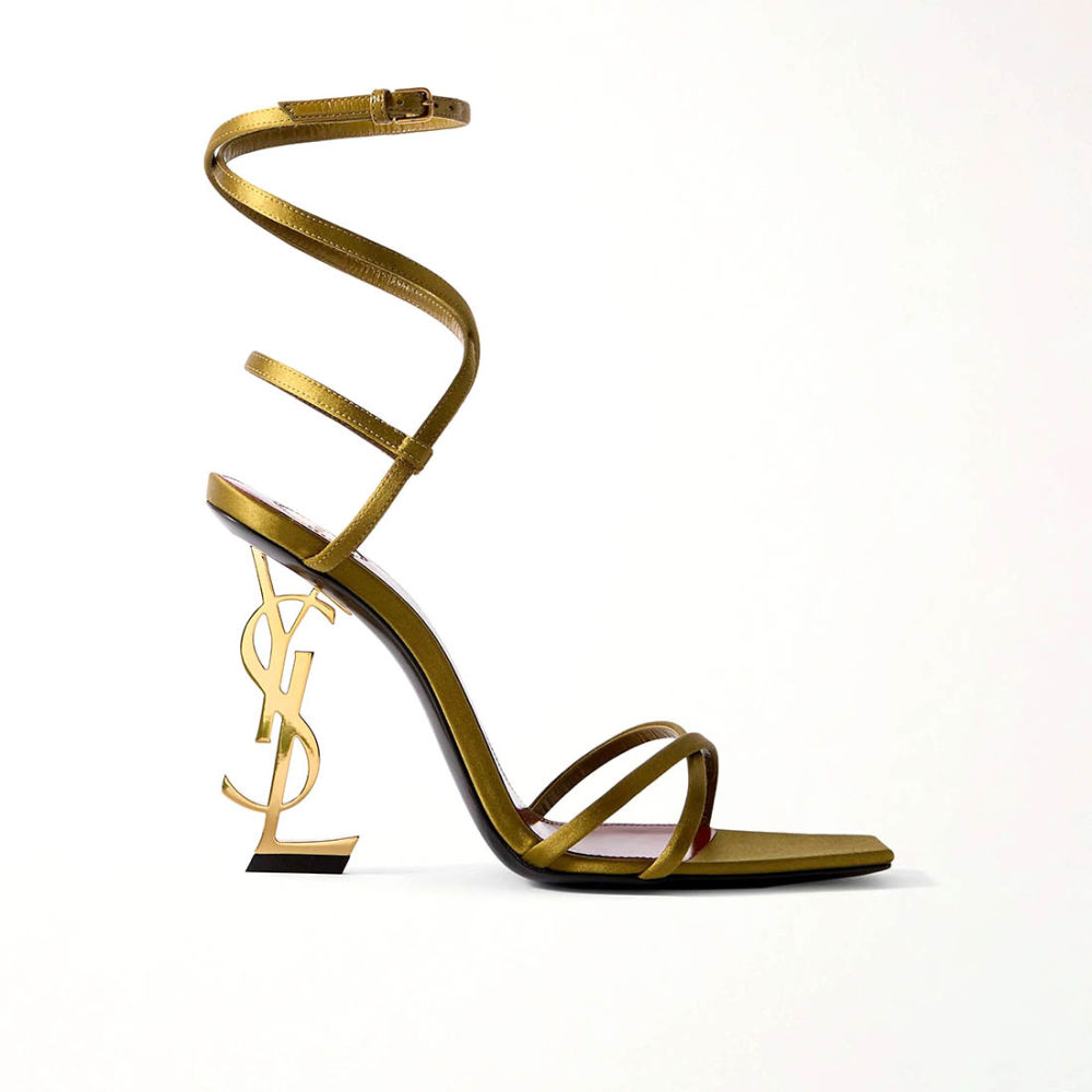 Ysl Opyum Satin Golden Heel Sandals-4