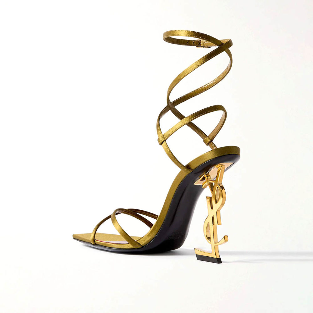 Ysl Opyum Satin Golden Heel Sandals-1