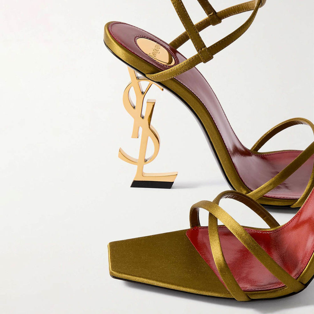 Ysl Opyum Satin Golden Heel Sandals-5