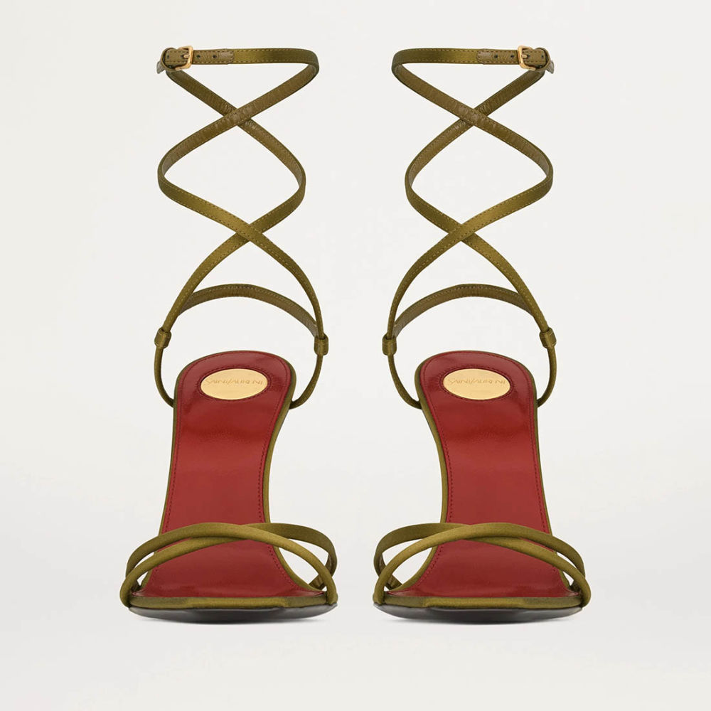 Ysl Opyum Satin Golden Heel Sandals-3