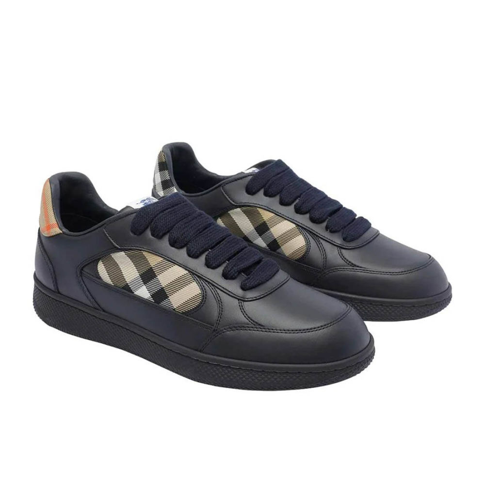 Burberry Terrace Leather and Check Sneakers-1