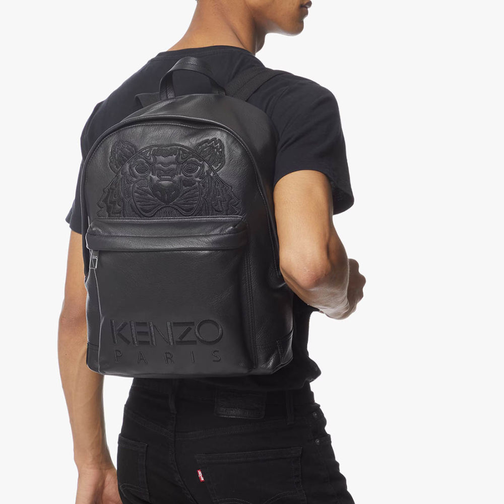 Kenzo Tiger Black Leather Backpack-1