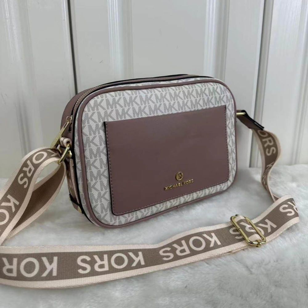 Michael Kors Maeve White & Beige Crossbody Sling Bag-thumb-0