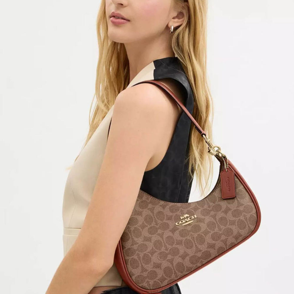 Coach Teri Twisted Brown Shoulder Bag-5
