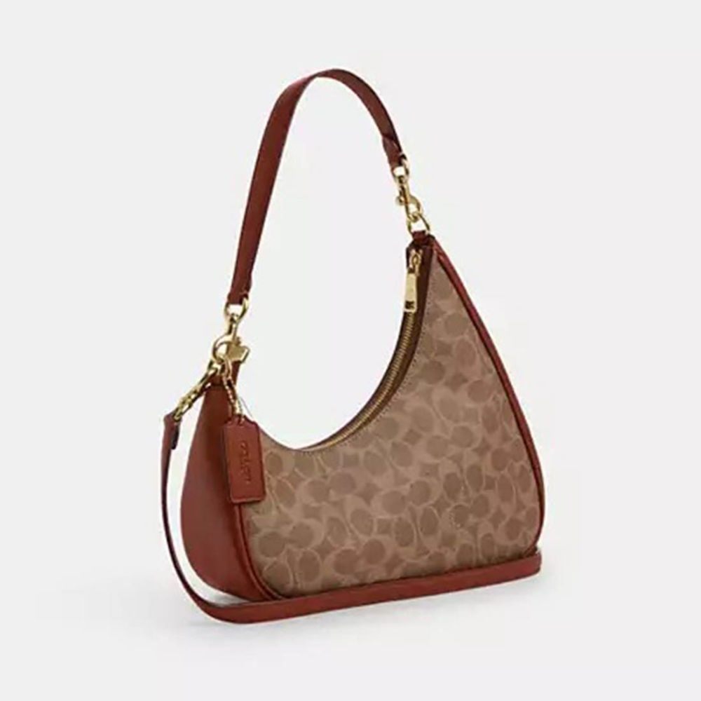 Coach Teri Twisted Brown Shoulder Bag-1