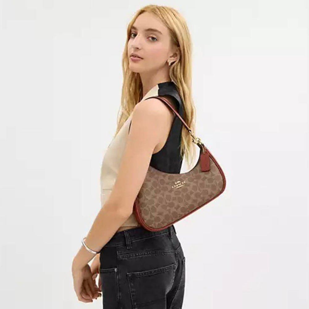 Coach Teri Twisted Brown Shoulder Bag-4