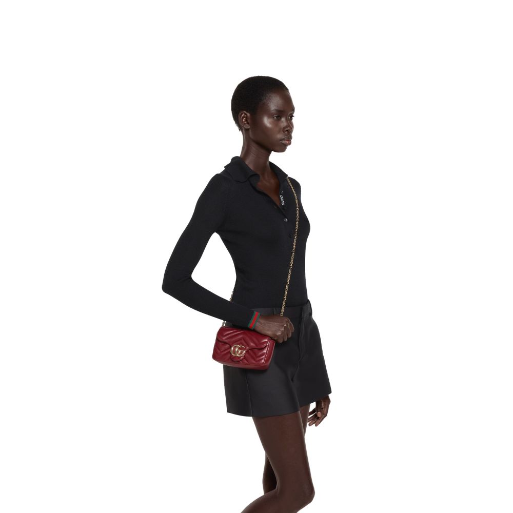 Gucci Matelasse Super Mini GG Wine Marmont Bag-thumb-6