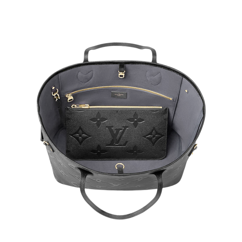 Louis Vuitton Solid Shades Embossed Neverfull Black Tote Bag-2