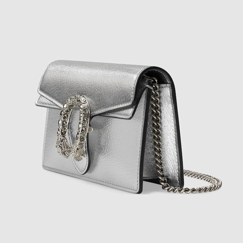 Gucci Crystal Dragon Silver Leather Crossbody Bag-1