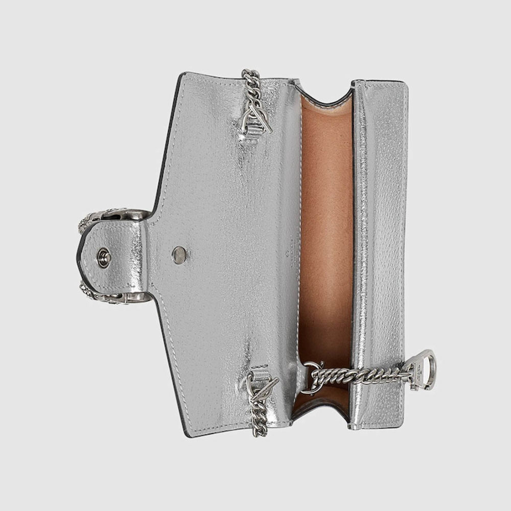 Gucci Crystal Dragon Silver Leather Crossbody Bag-2