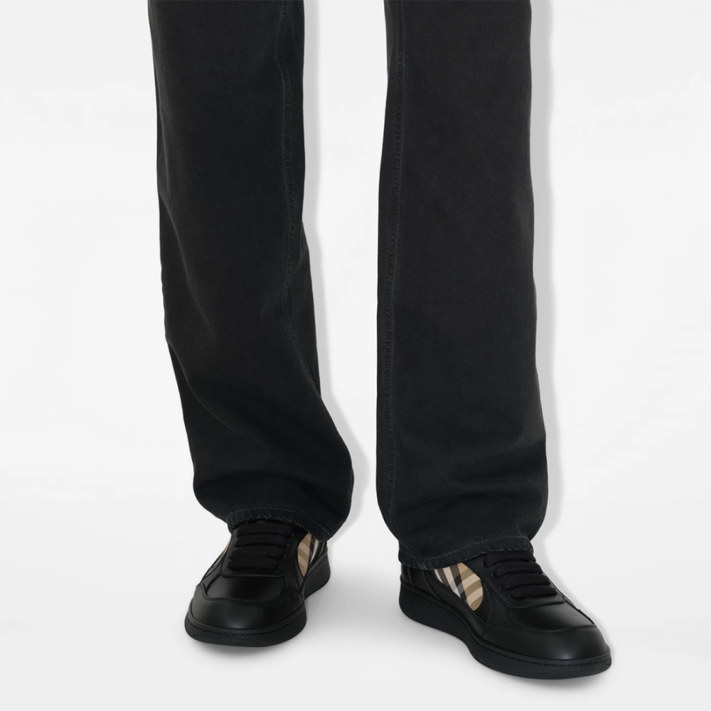 Burberry Terrace Leather and Check Sneakers-6