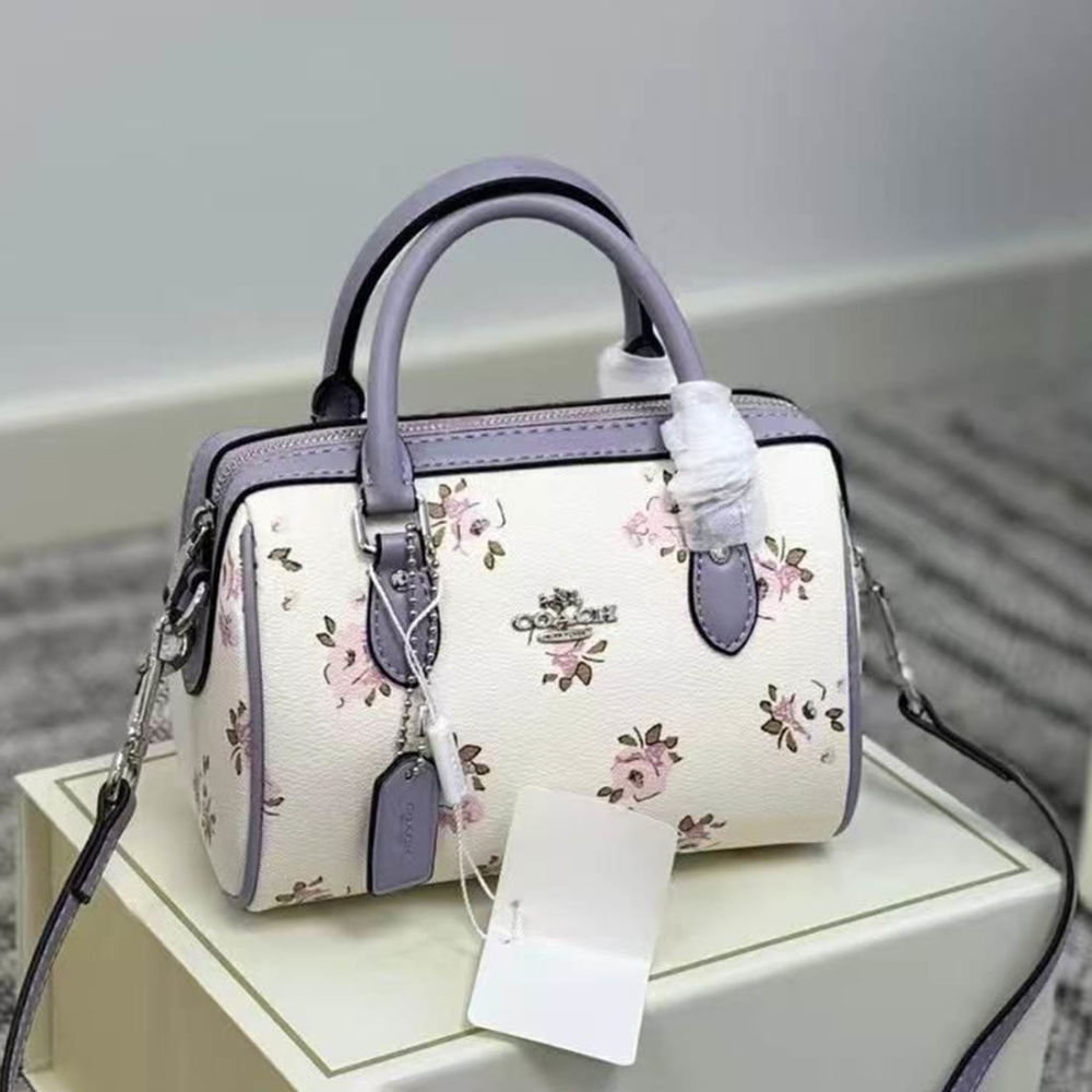 Coach Rowan Crossbody Purple Bag with Floral Print-thumb-0