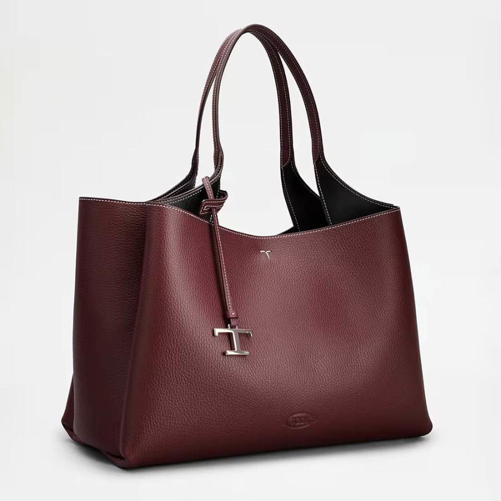 Tod's Boston Coffee Leather Tote Bag-thumb-1
