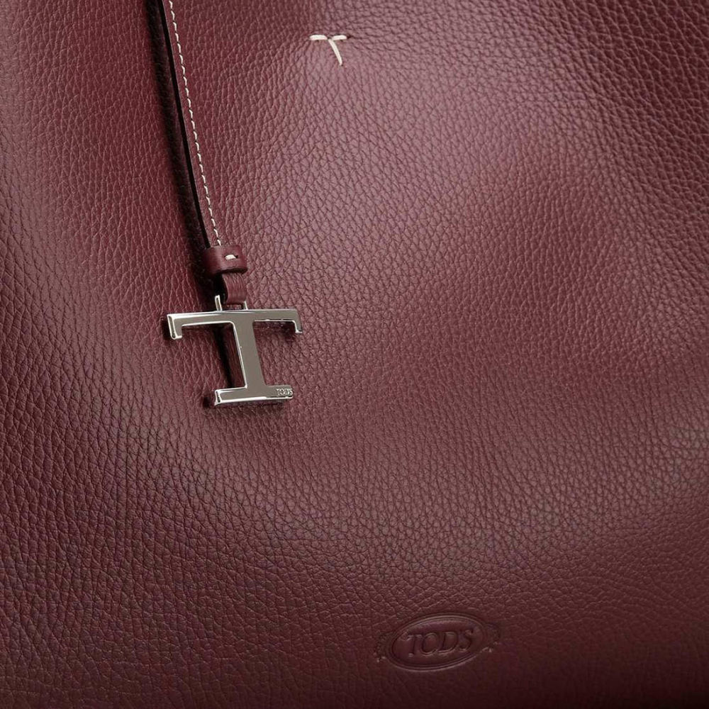 Tod's Boston Coffee Leather Tote Bag-thumb-3