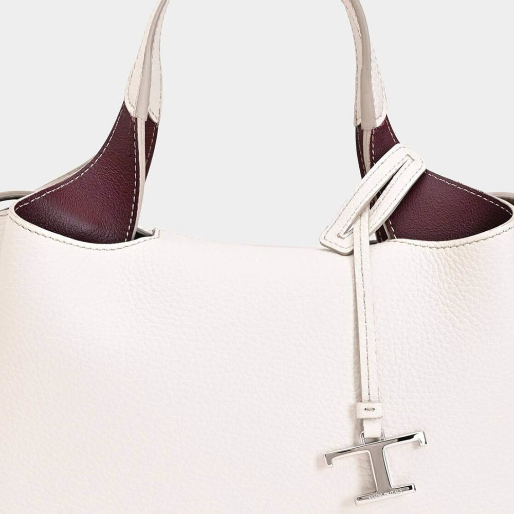 Tod's Boston White Leather Tote Bag-4