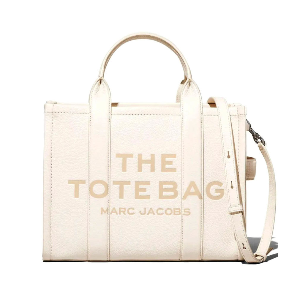 Marc Jacobs Canvas White Leather Tote Bag-thumb-0