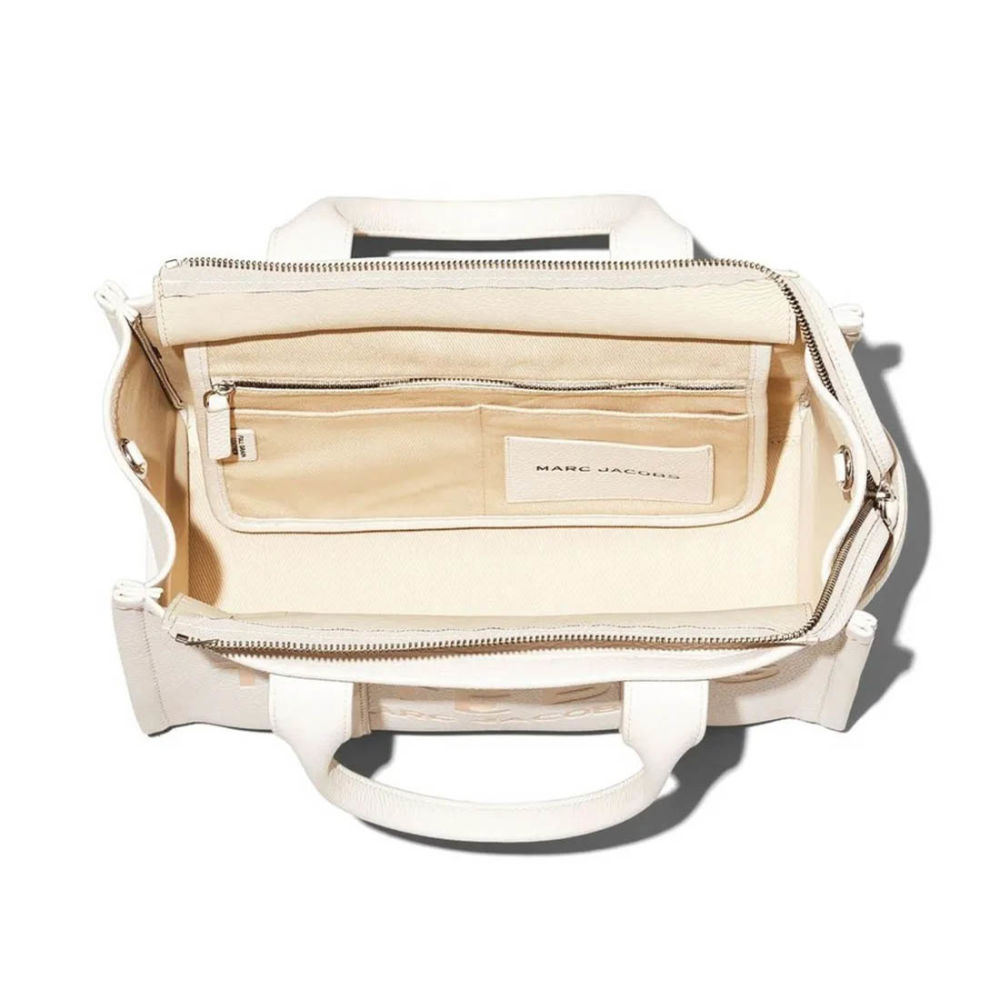 Marc Jacobs Canvas White Leather Tote Bag-thumb-3