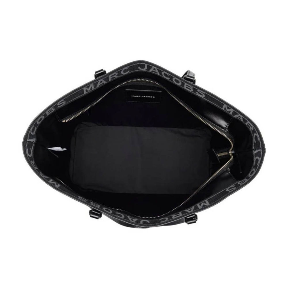 Marc Jacobs Canvas Black Leather Tote Bag-2